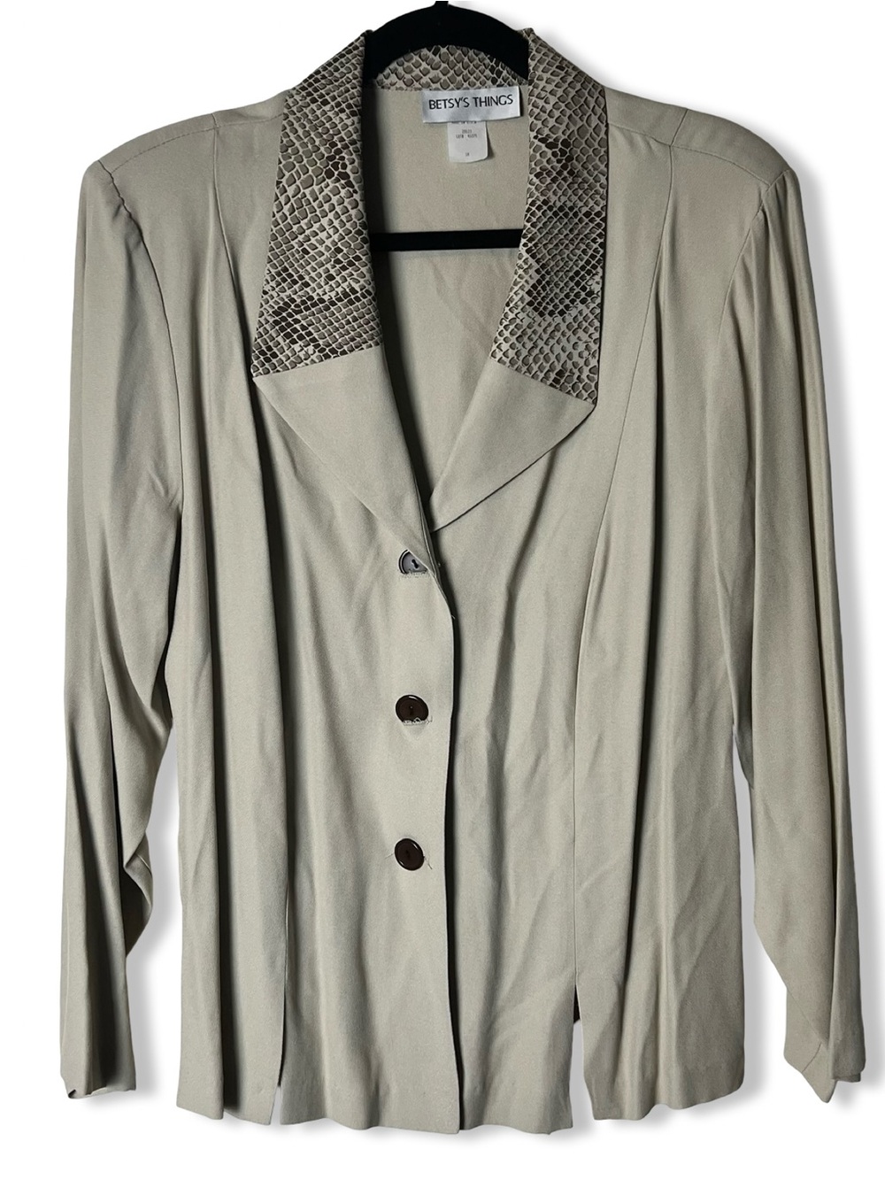Betsy’s Things Women’s VTG Snakeskin Print Collar Button Blazer Jacket NWT Sz 18